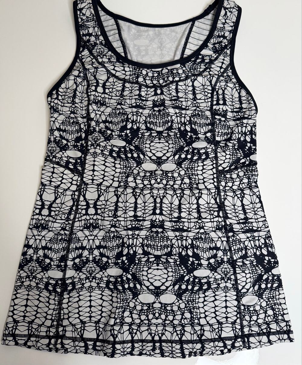 Lululemon Stay on Course Black White Glacier Lace Power Luxtreme Light Size 10